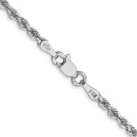 10K White Gold 2.25mm Diamond-Cut Rope Chain Necklace - 16"