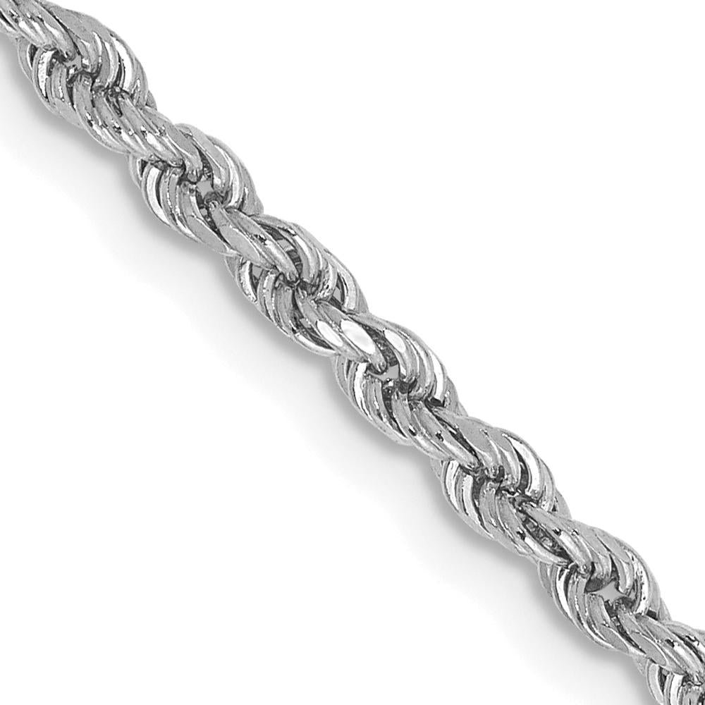 10K White Gold 2.25mm Diamond-Cut Rope Chain Necklace - 22"" Length