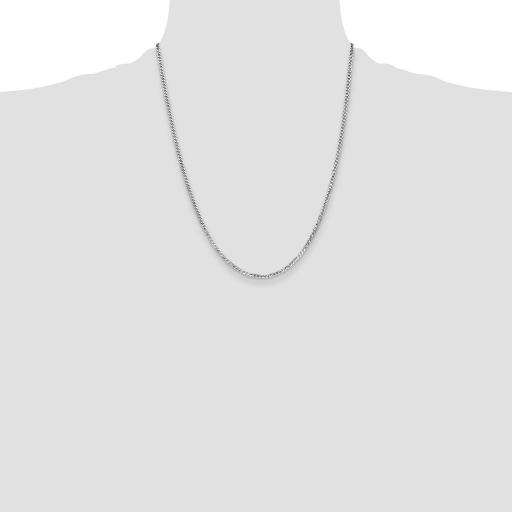10K White Gold 2.2mm Flat Beveled Curb Chain Necklace - 22" Long