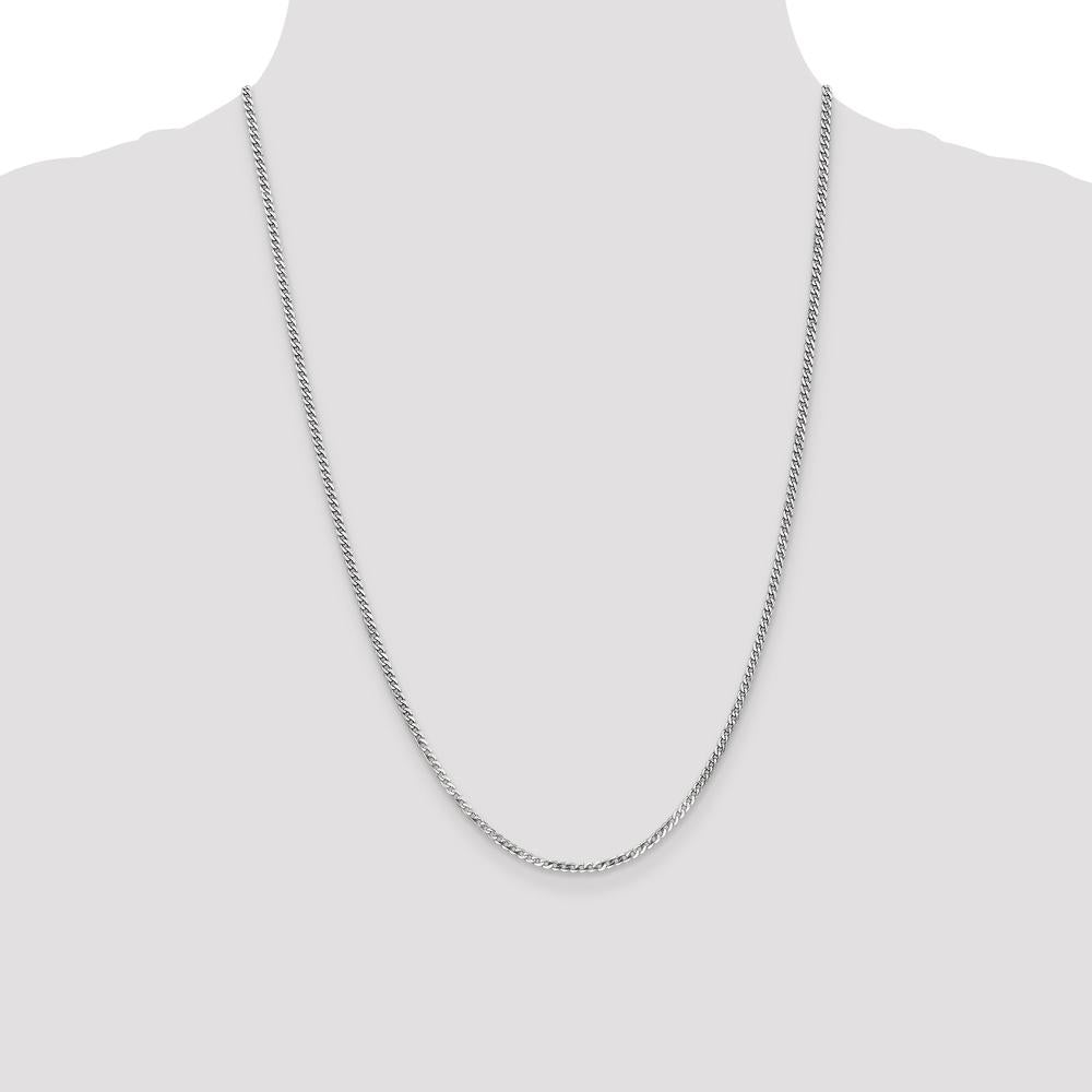 10K White Gold 2.2mm Flat Beveled Curb Chain Necklace - 24"