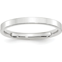 10K White Gold 2.5mm Flat Comfort Fit Wedding Band - Size 8.5