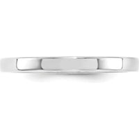 10K White Gold 2.5mm Flat Comfort Fit Wedding Band - Size 8.5