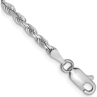 10K White Gold 2.75mm Diamond-Cut Quadruple Rope Chain Bracelet with Rhodium Plating - 9 inch