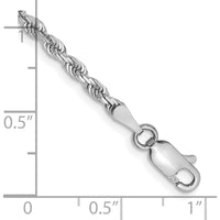 10K White Gold 2.75mm Diamond-Cut Quadruple Rope Chain Bracelet with Rhodium Plating - 9 inch