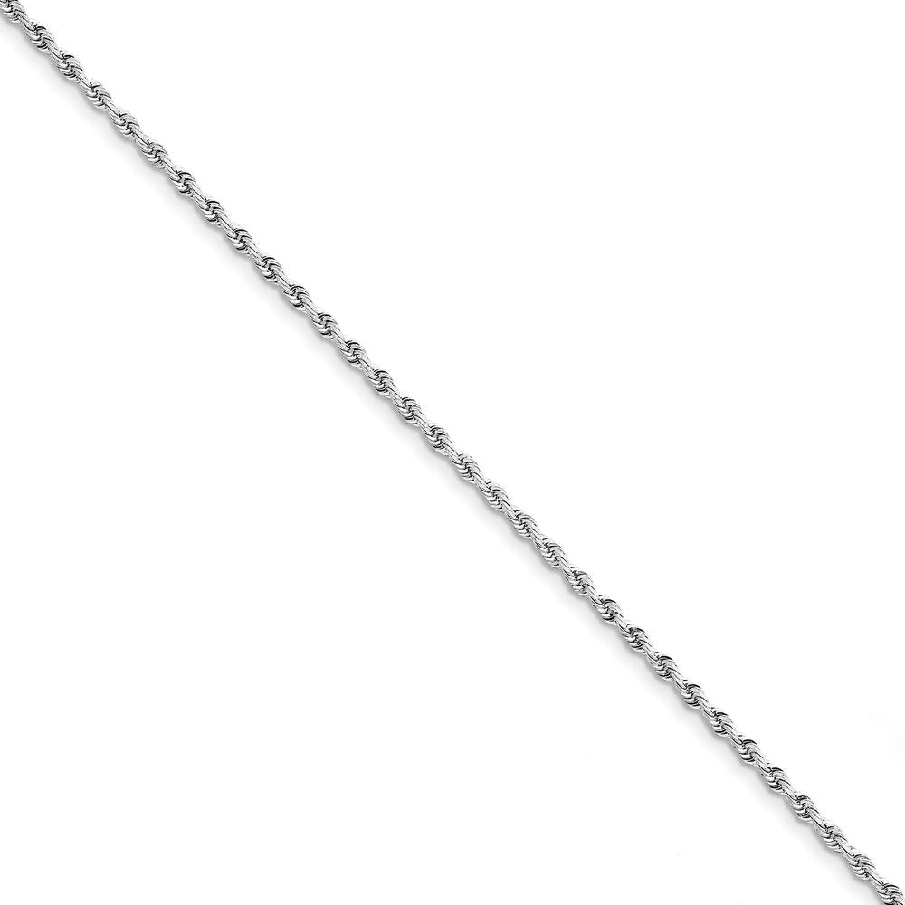 10K White Gold 2.75mm Diamond-Cut Rope Chain Bracelet - 8" Length
