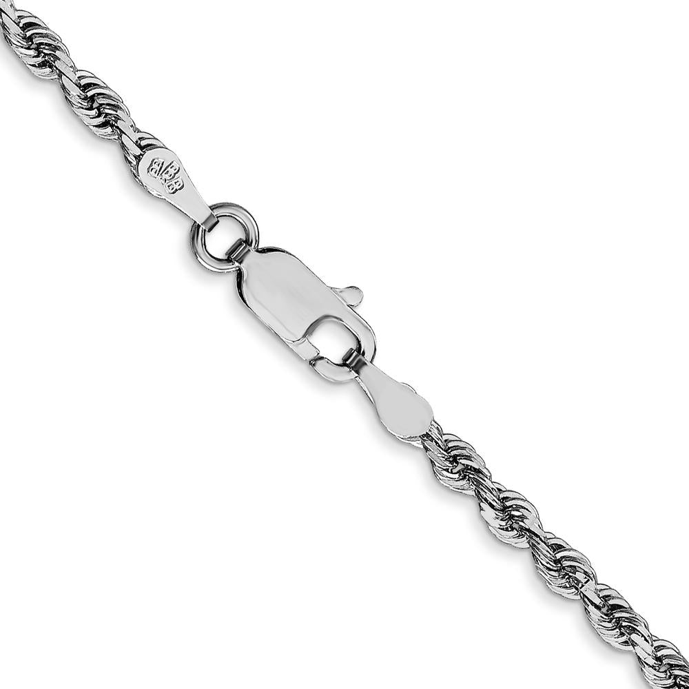 10K White Gold 2.75mm Diamond-Cut Rope Chain Necklace - 18" Length