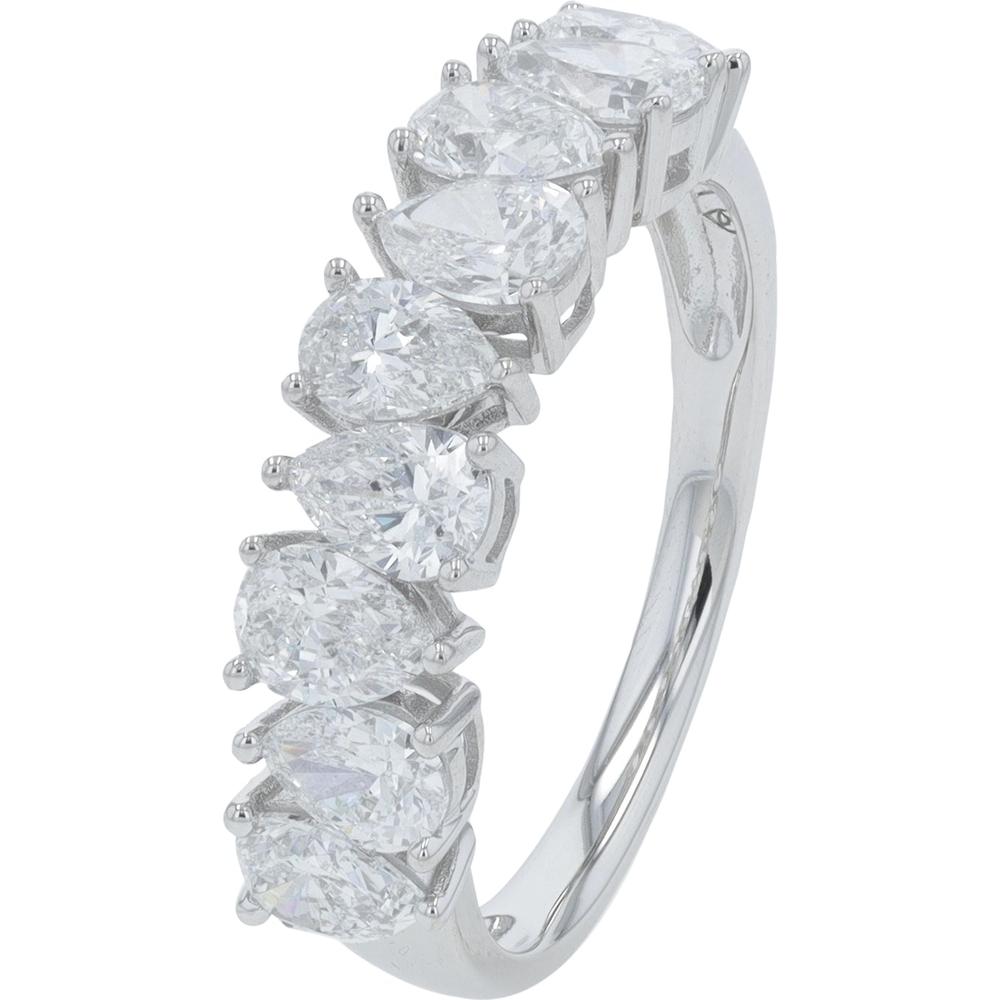 10K White Gold 2 Carat Band with Pear - Shaped Lab Grown Diamonds