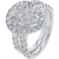 10K White Gold 2 Carat Diamond Bridal Ring with Halo Cluster Setting