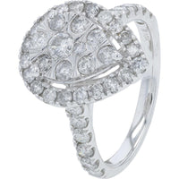 10K White Gold 2 Carat Diamond Bridal Ring with Halo Cluster Setting
