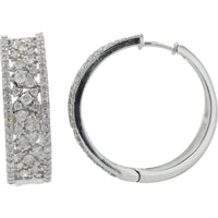 10K White Gold 2 Carat Diamond Hoop Earrings - Prong Set Radiance