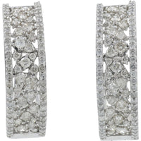10K White Gold 2 Carat Diamond Hoop Earrings - Prong Set Radiance