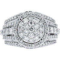 10K White Gold 2 Carat Round Diamond Halo Split Shank Ring - 2.00 Carat Total Diamond Weight