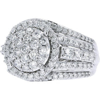 10K White Gold 2 Carat Round Diamond Halo Split Shank Ring - 2.00 Carat Total Diamond Weight