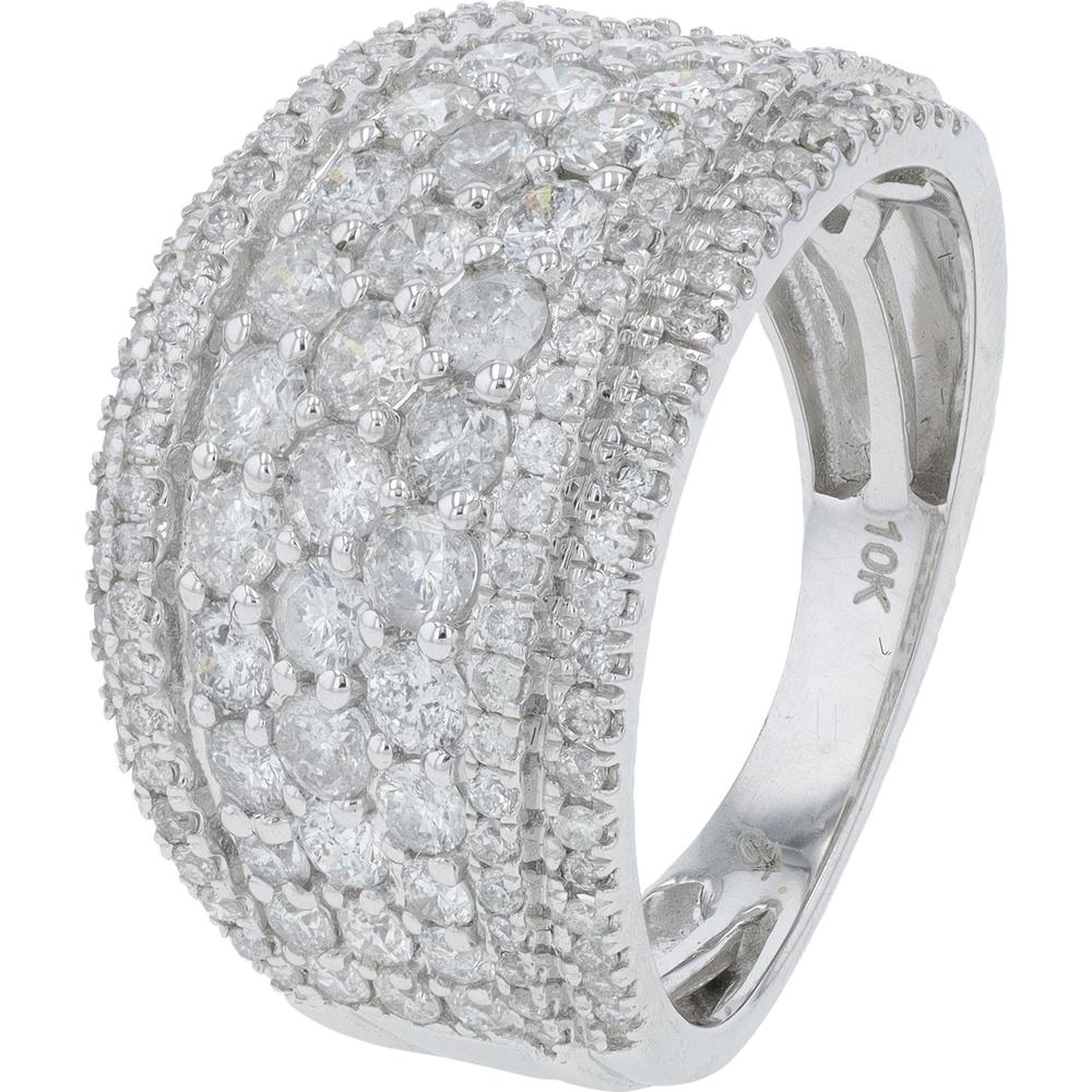 10K White Gold 2 Carats Diamond Band - Timeless Luxury Ring with Brilliant Diamond Accents