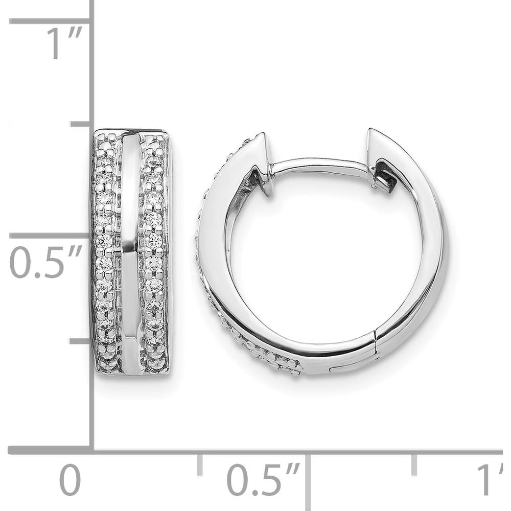 10K White Gold 2-Row Diamond Hinged Hoop Earrings - 1.0 Carat Total Diamond Weight by Oro Pregiato