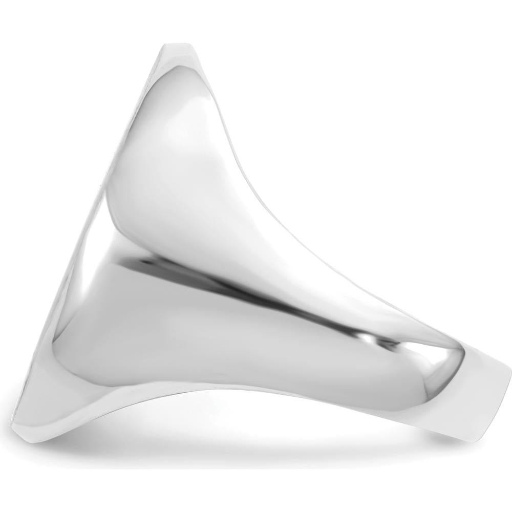 10K White Gold 20.5x16.0mm Open Back Signet Ring - Satin Finish, Rhodium Plating
