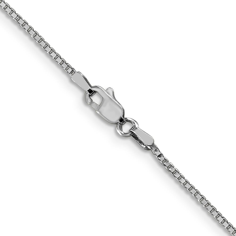 10K White Gold 20" Box Chain Necklace with Rhodium Plating - Polished Finish