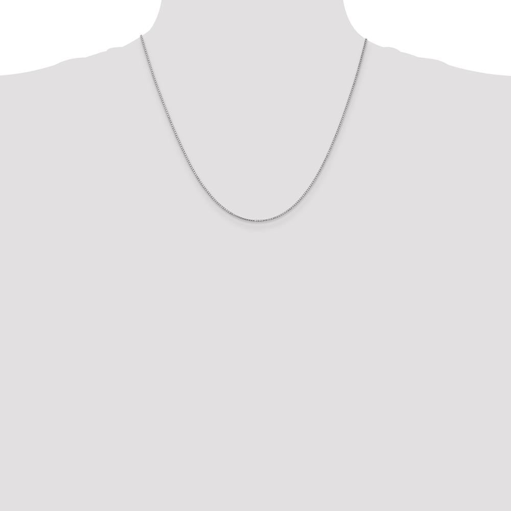 10K White Gold 20" Box Chain Necklace with Rhodium Plating - Polished Finish