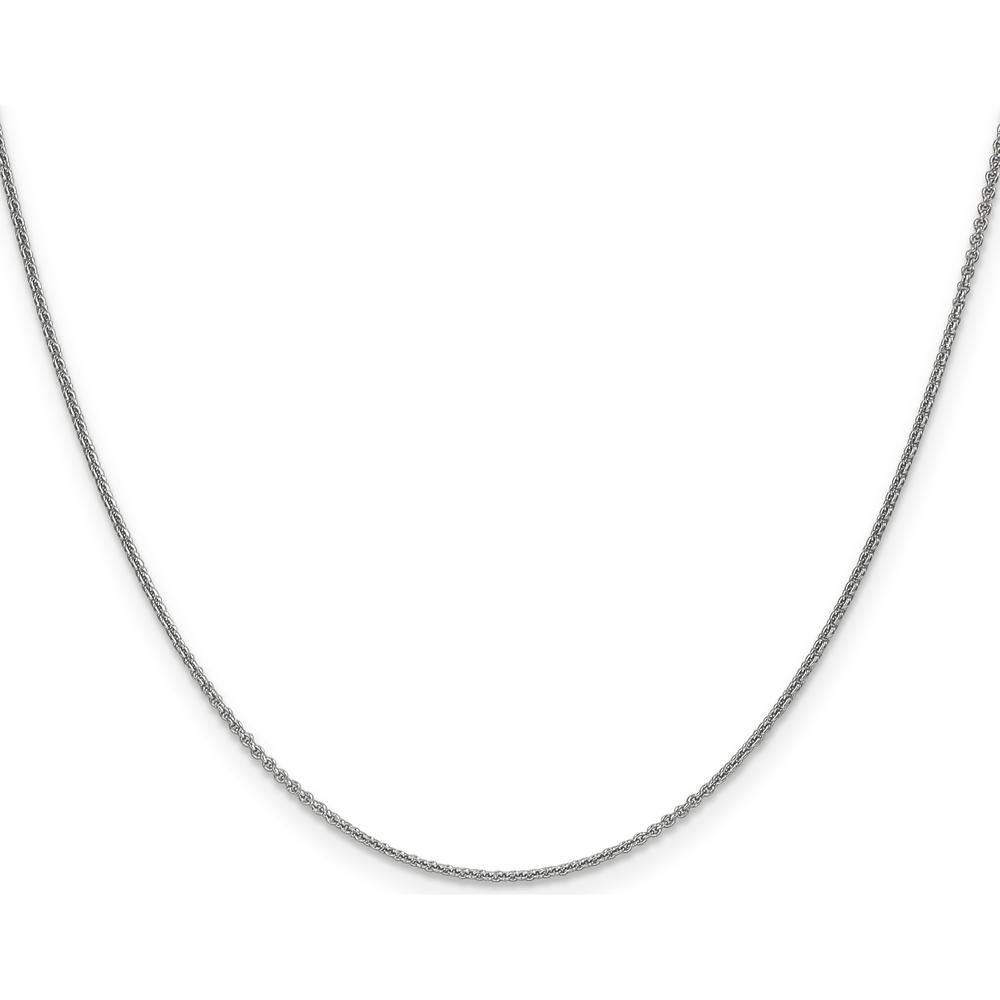 10K White Gold 20" Cable Chain Necklace - Polished 1mm Links