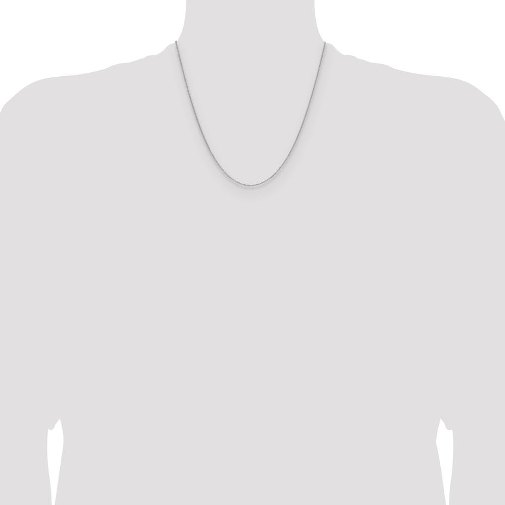 10K White Gold 20" Cable Chain Necklace with Rhodium Plating