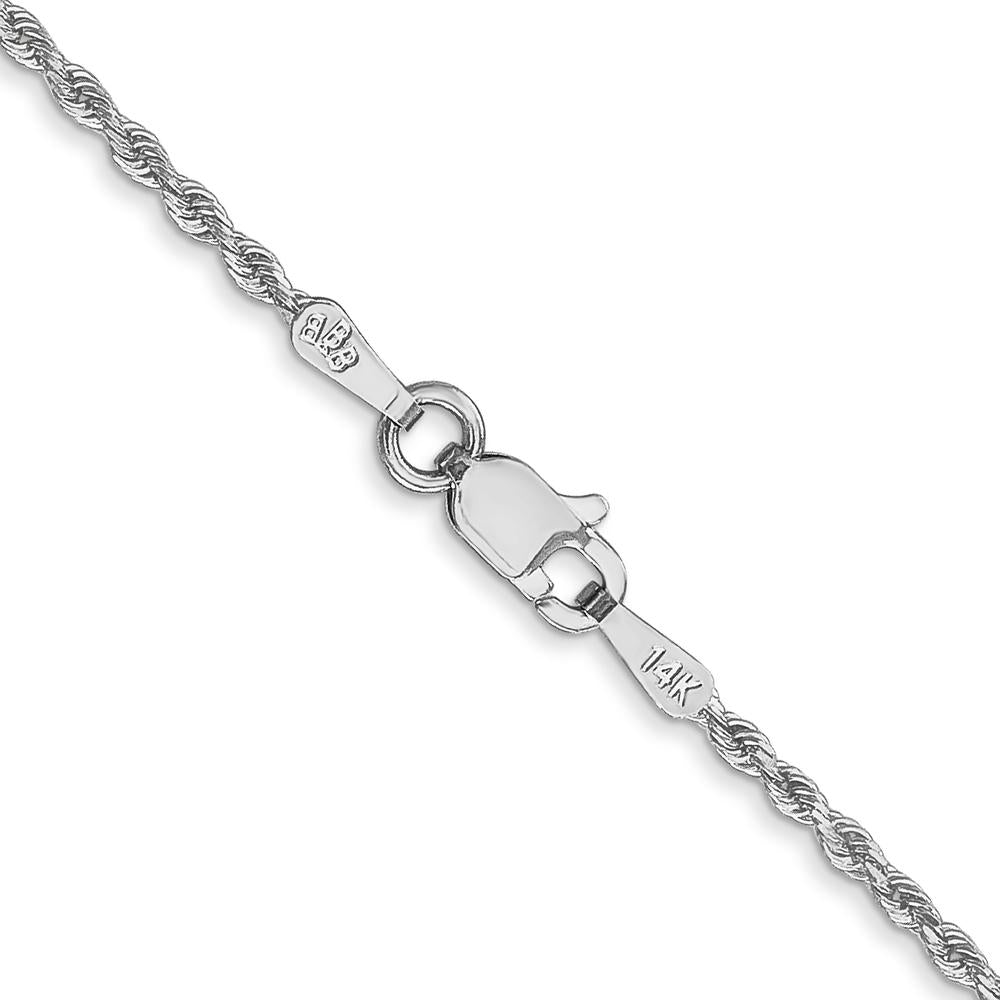 10K White Gold 20" Diamond-cut Rope Chain - 1.5mm Width