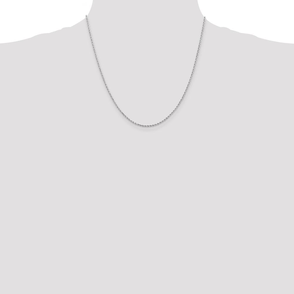 10K White Gold 20" Diamond-cut Rope Chain - 1.5mm Width