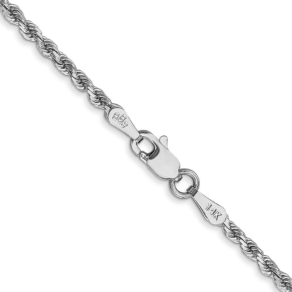 10K White Gold 20" Diamond-Cut Rope Chain - 2mm Width