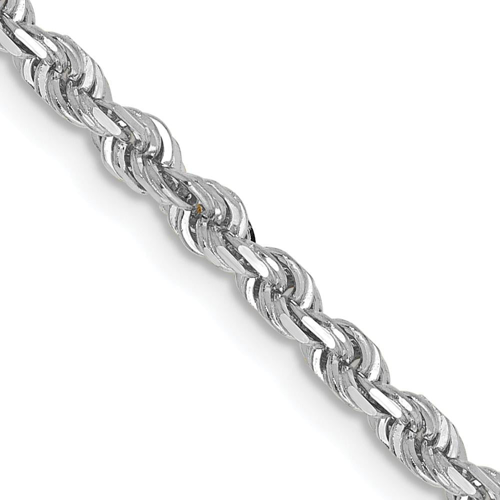 10K White Gold 20" Diamond-Cut Rope Chain with Lobster Clasp