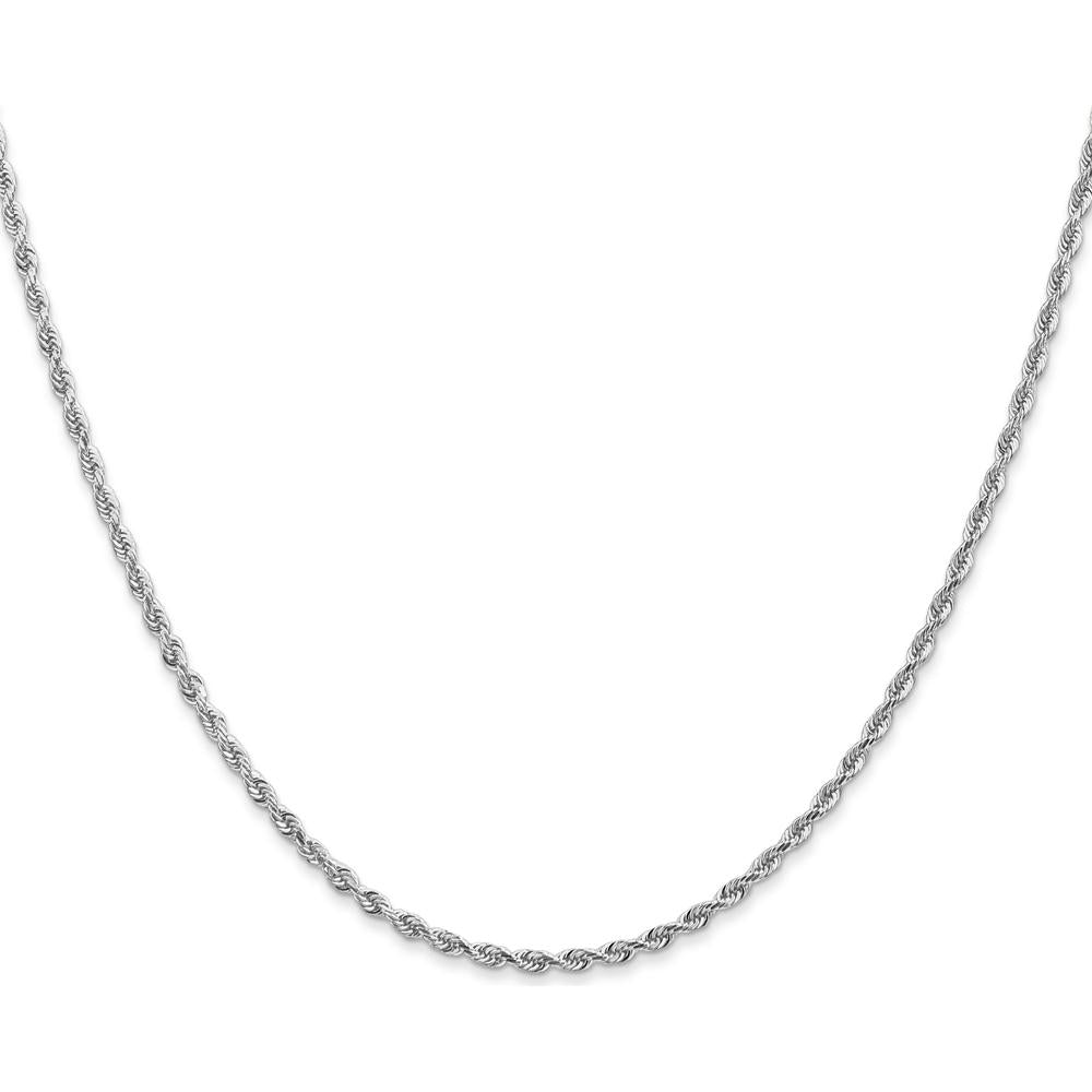 10K White Gold 20" Diamond-Cut Rope Chain with Lobster Clasp - 2mm Width