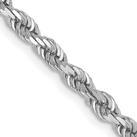 10K White Gold 20" Diamond-Cut Rope Chain with Lobster Clasp - 3.35mm Width