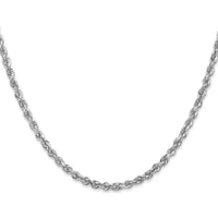 10K White Gold 20" Diamond-Cut Rope Chain with Lobster Clasp - 3.35mm Width