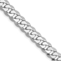 10K White Gold 20" Flat Beveled Curb Chain Necklace with Rhodium Plating