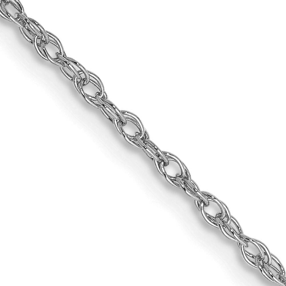 10K White Gold 20" Heavy-Baby Rope Chain Necklace - Polished Finish, Rhodium Plated
