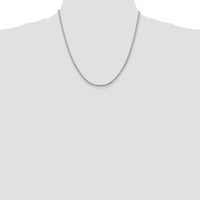 10K White Gold 20" Rope Necklace with Diamond Cut Texture - Rhodium Plated