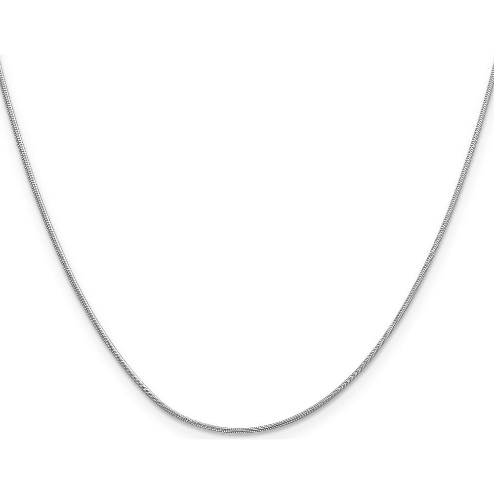 10K White Gold 20" Snake Chain with Polished Finish and Rhodium Plating