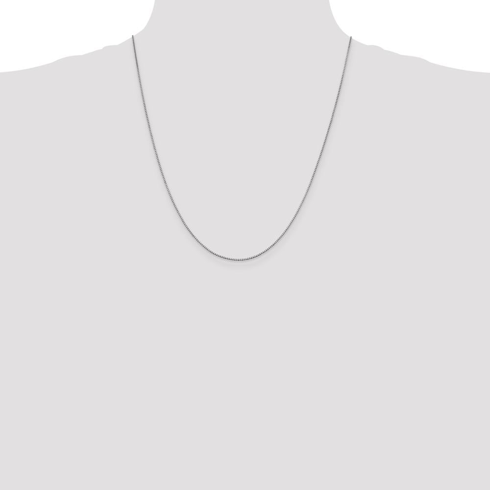 10K White Gold 22" 1mm Box Chain with Polished Finish and Lobster Clasp