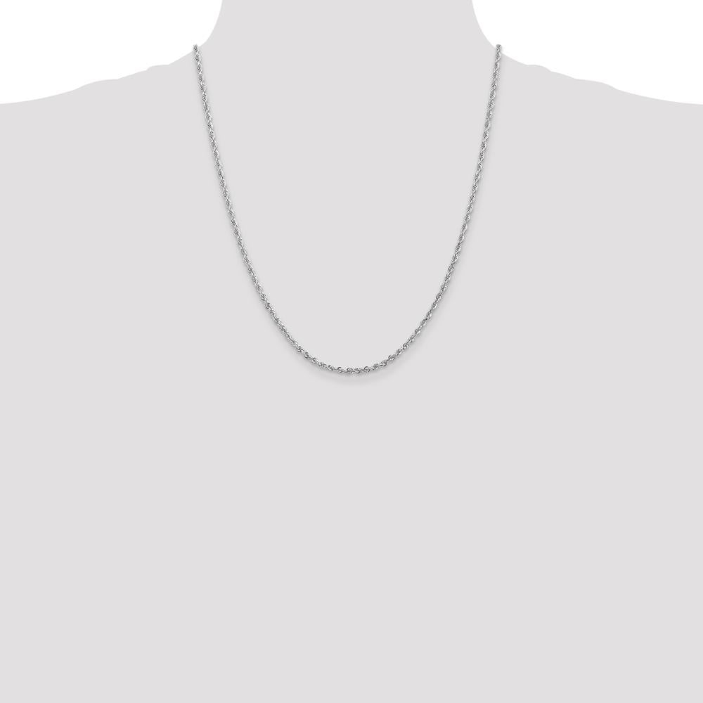 10K White Gold 22" 2.75mm Diamond-Cut Rope Chain with Lobster Clasp
