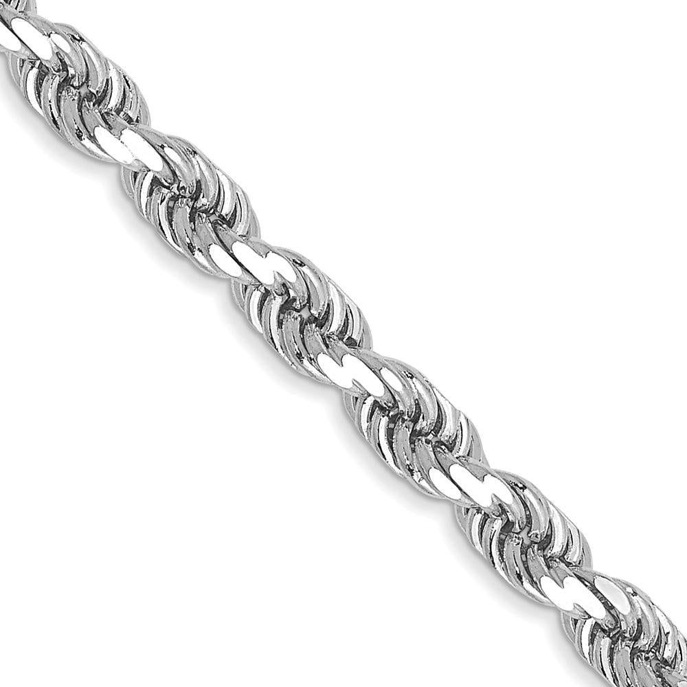 10K White Gold 22" 3.5mm Diamond-Cut Rope Chain Necklace - Solid and Polished Finish