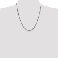 10K White Gold 22" 3.5mm Diamond-Cut Rope Chain Necklace - Solid and Polished Finish