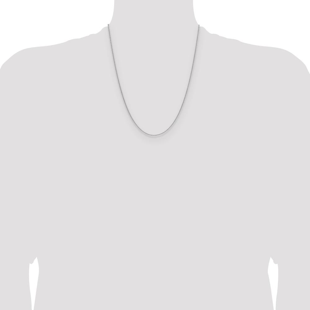10K White Gold 22" Cable Chain Necklace with Rhodium Plating