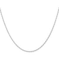 10K White Gold 22" Cable Rope Chain with Rhodium Plating - 1.15mm Width