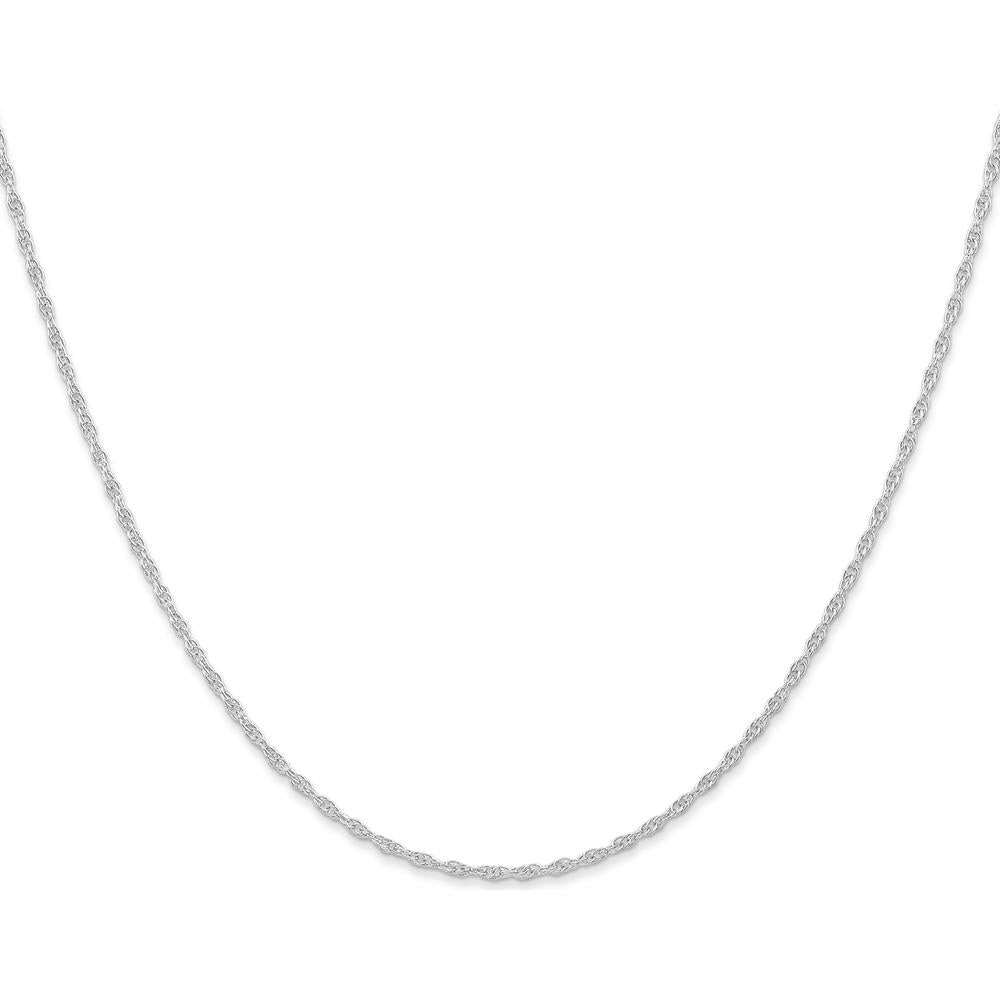 10K White Gold 22" Cable Rope Chain with Rhodium Plating - 1.15mm Width