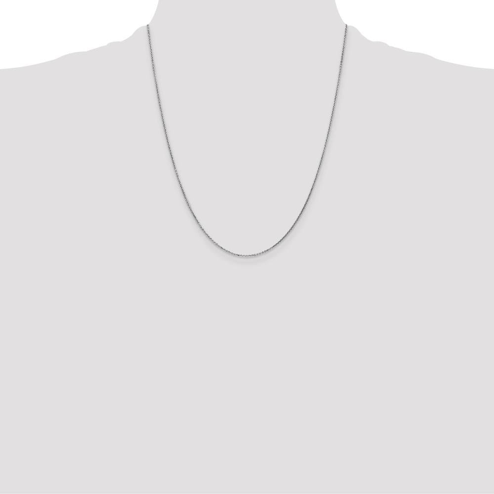 10K White Gold 22" Diamond-Cut Cable Chain Necklace with Rhodium Plating