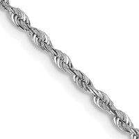 10K White Gold 22" Diamond-Cut Rope Chain - 1.85mm Width