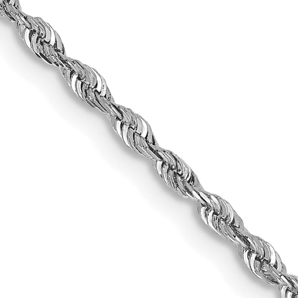 10K White Gold 22" Diamond-Cut Rope Chain - 1.85mm Width