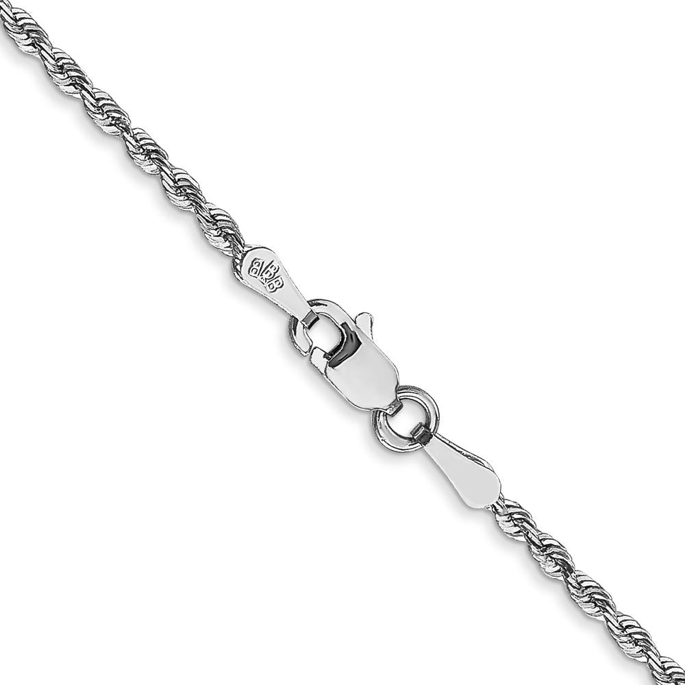 10K White Gold 22" Diamond-Cut Rope Chain - 1.85mm Width