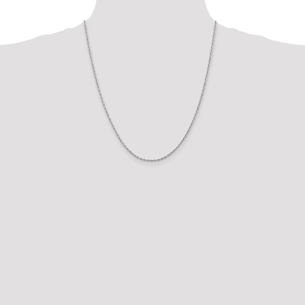 10K White Gold 22" Diamond-Cut Rope Chain - 2mm Width