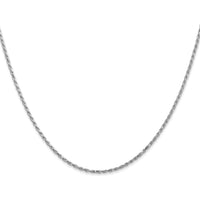 10K White Gold 22" Diamond-Cut Rope Chain with Rhodium Plating - 1.3mm Width