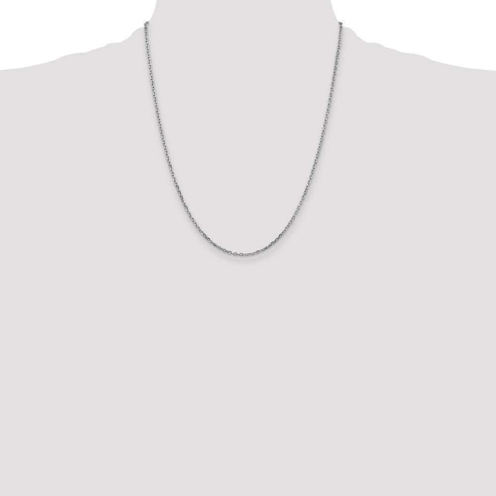 10K White Gold 22" Diamond-Cut Round Open Link Cable Chain Necklace