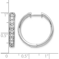 10K White Gold 22mm Hinged Hoop Earrings with Round Diamonds - 1.0 Carat Total Diamond Weight by Oro Pregiato